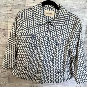 Maestro  Polka-Dot Jacket w/ Large Yellow‎ Dots Inside- Buttons at Top (Size M)